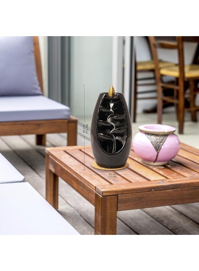 Aakriti Gallery حامل بخور سيراميك يدوي فاخر مع تدفق عكسي، موقد بخور، زينة للعلاج بالروائح، ديكور منزلي، تأمل، يوغا (شلال) - Image 4