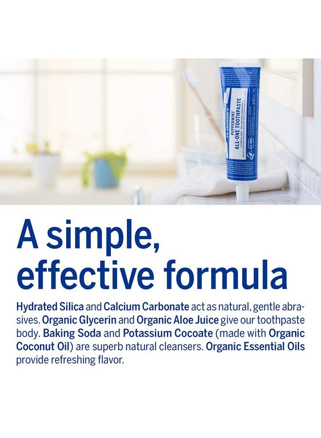 Dr. Bronner's Dr. Bronner’s - All-One Toothpaste (Peppermint, 5 ounce) - 70% Organic Ingredients, Natural and Effective, Fluoride-Free, SLS-Free, Helps Freshen Breath, Reduce Plaque, Whiten Teeth, Vegan - Image 4