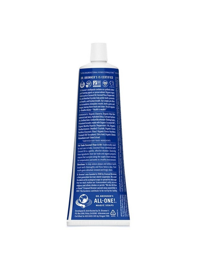 Dr. Bronner's Dr. Bronner’s - All-One Toothpaste (Peppermint, 5 ounce) - 70% Organic Ingredients, Natural and Effective, Fluoride-Free, SLS-Free, Helps Freshen Breath, Reduce Plaque, Whiten Teeth, Vegan - Image 2