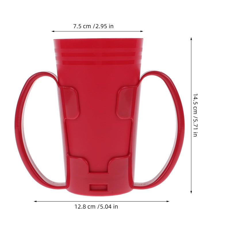Red Anti Choking Elderly Water Cup with Double Handles and Angled Spout for Disabled Patients - Image 3