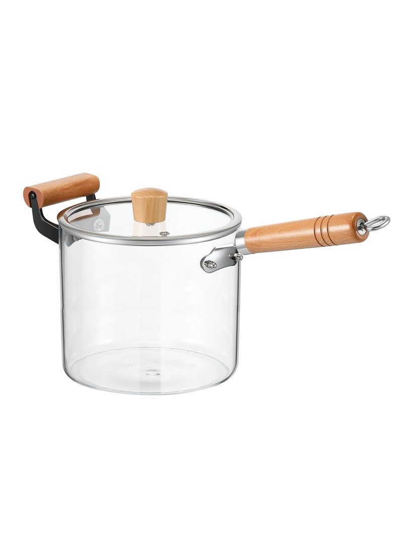 5.5L Cooking Saucepan with Lid and Double Wooden Handle | Large Capacity Cooking Pot, Transparent Pot | Stovetop Stock Pot - Image 1