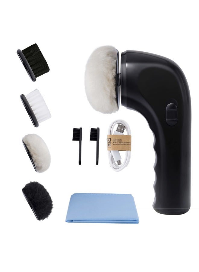 Sansent Electric Shoe Cleaner Brush, Electric Shoe Polisher Brush Shoe Shiner Dust Cleaner Portable Leather Cleaner Care Kit for Shoes (Black) - Image 1