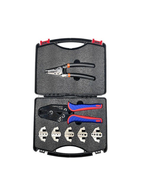 Quick Change Crimping Tool Kit with Box Multifunction Ratcheting Wire Stripper Cable Terminal Crimper Pliers
