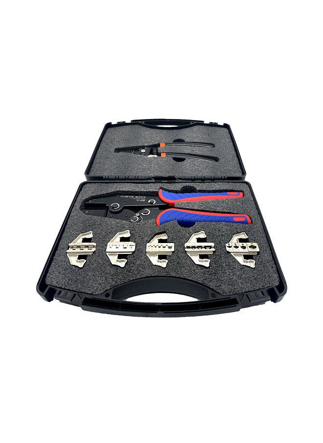 Quick Change Crimping Tool Kit with Box Multifunction Ratcheting Wire Stripper Cable Terminal Crimper Pliers