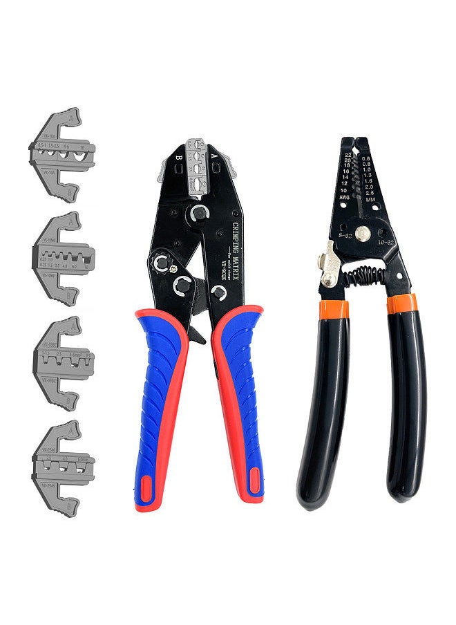 Quick Change Crimping Tool Kit with Box Multifunction Ratcheting Wire Stripper Cable Terminal Crimper Pliers