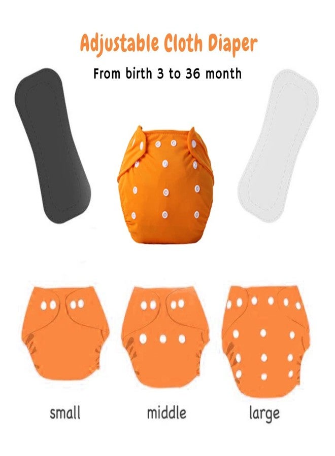 First Trend Cloth Diaper- Reusable, Washable and Adjustable Snap Buttons Cloth Diaper For Babies (0-36 Months Newborn) With Wet-Free Insert Pads (Orange) - Image 3