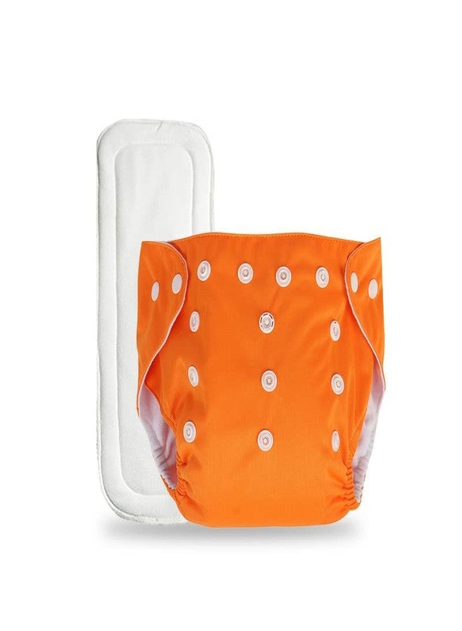 First Trend Cloth Diaper- Reusable, Washable and Adjustable Snap Buttons Cloth Diaper For Babies (0-36 Months Newborn) With Wet-Free Insert Pads (Orange) - Image 1