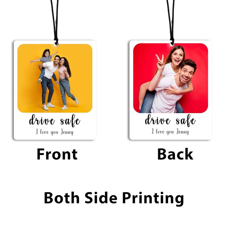DECOCRU Personalized Car Accessories with Photo/Text | Acrylic Car Hanging | 'Drive Safe' Message | Romentic Gift for Couples, Him & Her - Image 3