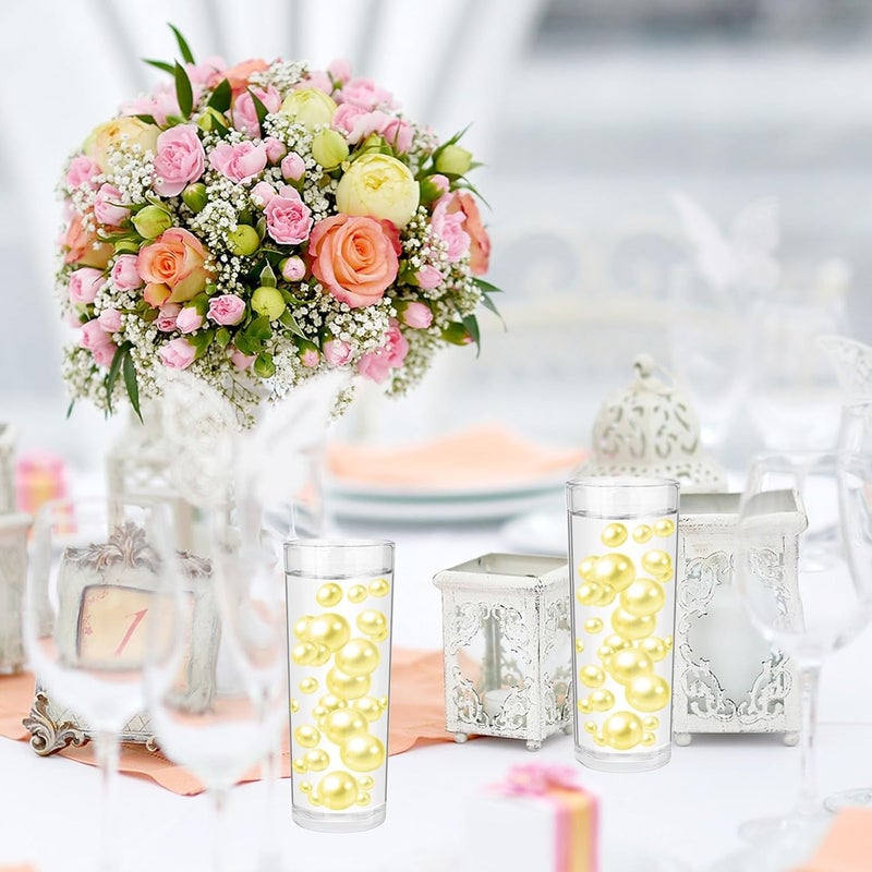 ZEBMOON 200PCS Light Yellow Faux Pearls Beads for Centerpiece Vases, Vase Filler Faux Pearls, No Holes Filler Beads for Party Anniversary Birthday Wedding Table Decor, 10/14/20/30mm - Image 4