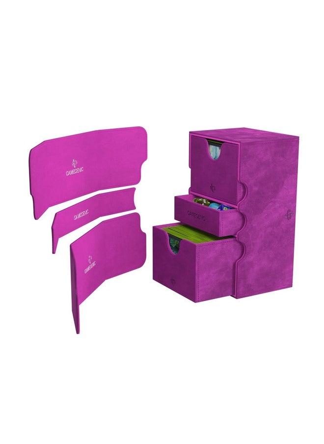 Gamegenic Gamegenic Stronghold 200+ XL Convertible Deck Box | Double-Sleeved | Card Game Protector with Accessories Drawer | Nexofyber Surface | Holds up to 200 Cards | Purple | Made by Gamegenic (GGS20113ML)  - Image 2