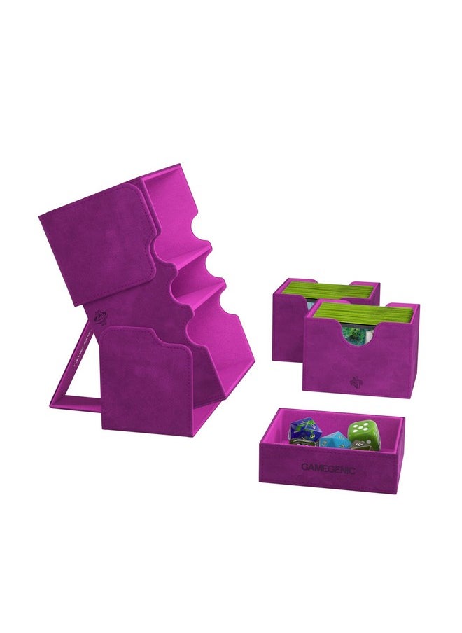 Gamegenic Gamegenic Stronghold 200+ XL Convertible Deck Box | Double-Sleeved | Card Game Protector with Accessories Drawer | Nexofyber Surface | Holds up to 200 Cards | Purple | Made by Gamegenic (GGS20113ML)  - Image 3
