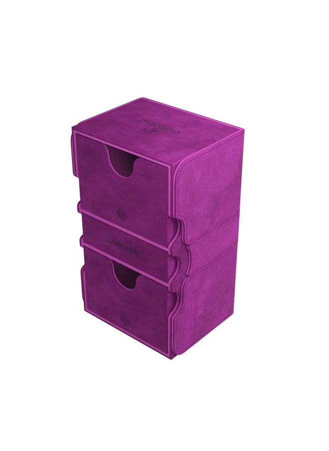 Gamegenic Gamegenic Stronghold 200+ XL Convertible Deck Box | Double-Sleeved | Card Game Protector with Accessories Drawer | Nexofyber Surface | Holds up to 200 Cards | Purple | Made by Gamegenic (GGS20113ML)  - Image 1