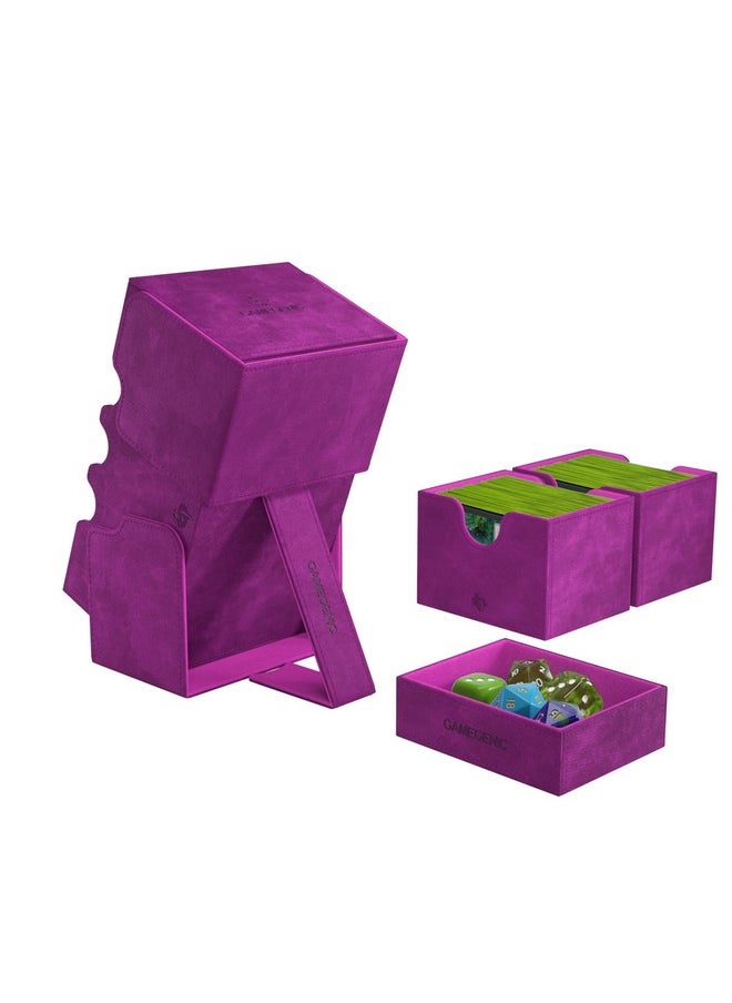 Gamegenic Gamegenic Stronghold 200+ XL Convertible Deck Box | Double-Sleeved | Card Game Protector with Accessories Drawer | Nexofyber Surface | Holds up to 200 Cards | Purple | Made by Gamegenic (GGS20113ML)  - Image 4