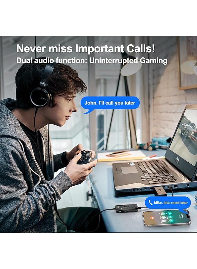 إيروريكس بطاقة صوت خارجية Aux To USB محول صوت USB إلى 3.5 مم للدردشة الهاتفية والألعاب المتزامنة - متوافقة مع PS5 وPS4 وPc وSwitch وسماعات الرأس السلكية 7.1 Surround Sound Plug & Play - Image 4