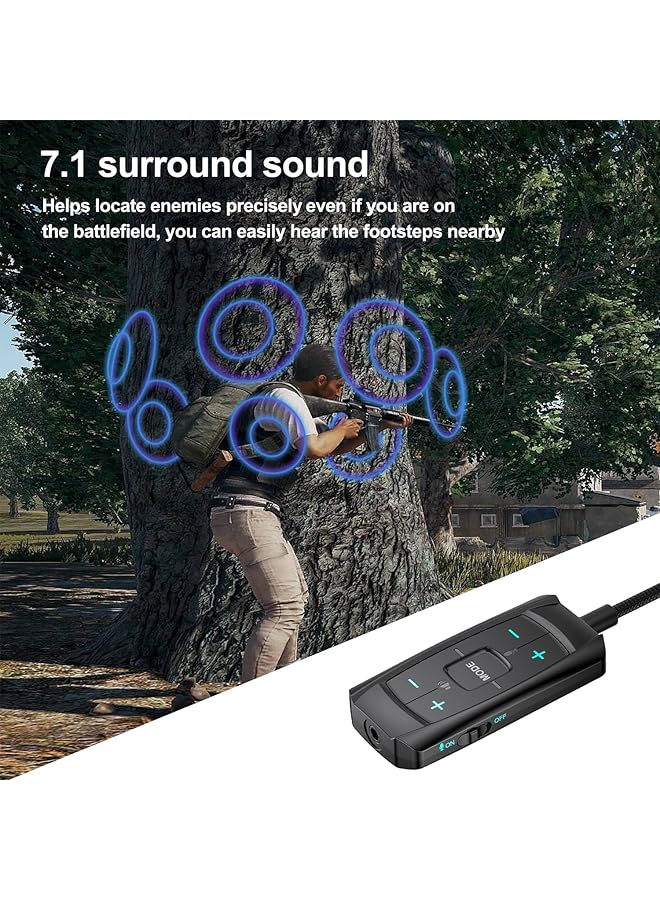 إيروريكس بطاقة صوت خارجية Aux To USB محول صوت USB إلى 3.5 مم للدردشة الهاتفية والألعاب المتزامنة - متوافقة مع PS5 وPS4 وPc وSwitch وسماعات الرأس السلكية 7.1 Surround Sound Plug & Play - Image 2