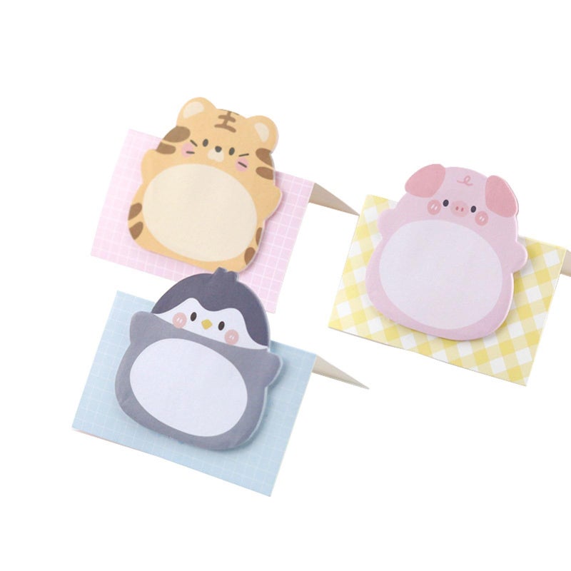 JLONEX 24 Pads Cute Animal Shaped Sticky Notes 8 Cute Patterns 3 Pads of Each Kawaii Self-Sticky Notes Memo Pad for School Office Home Kids Students Roommates Tab Gifts - Image 5