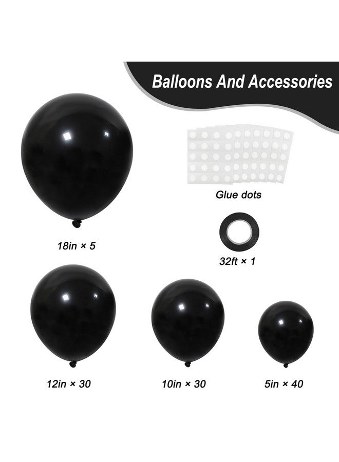 RUBFAC Black Balloons Different Sizes 105pcs 5/10/12/18 Inches for Garland Arch, Premium Party Latex Balloons for Happy New Year Decorations Birthday Wedding Holiday Balloon Party Decoration - Image 2
