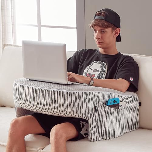 cooloo8 Reading Pillow for Lap, Extra Large Arm Rest Pillow for Adult, Memory Foam Lap Desk Pillow for Reading, Working, Crocheting, Playing Steam Deck Switch or Sitting in Bed Couch(Ash Grey) - Image 1