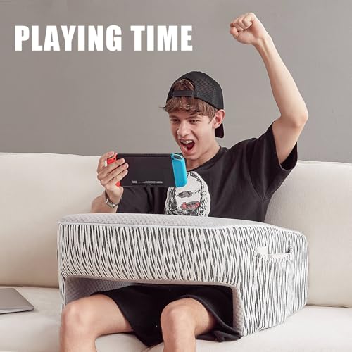 cooloo8 Reading Pillow for Lap, Extra Large Arm Rest Pillow for Adult, Memory Foam Lap Desk Pillow for Reading, Working, Crocheting, Playing Steam Deck Switch or Sitting in Bed Couch(Ash Grey) - Image 4