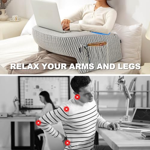 cooloo8 Reading Pillow for Lap, Extra Large Arm Rest Pillow for Adult, Memory Foam Lap Desk Pillow for Reading, Working, Crocheting, Playing Steam Deck Switch or Sitting in Bed Couch(Ash Grey) - Image 5
