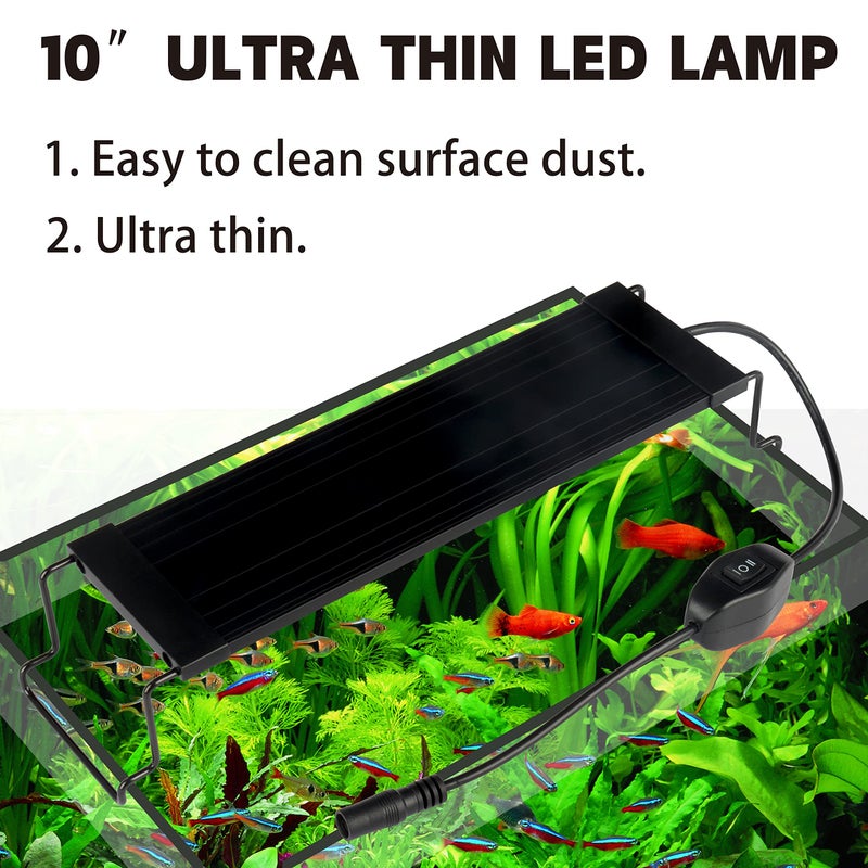 WaterRebirth Ultra-Slim Full Spectrum LED Aquarium Light with Adjustable Brackets,500LM 12W for 12Inch to 18Inch Fish Tank Lighting Fresh Water - Image 2