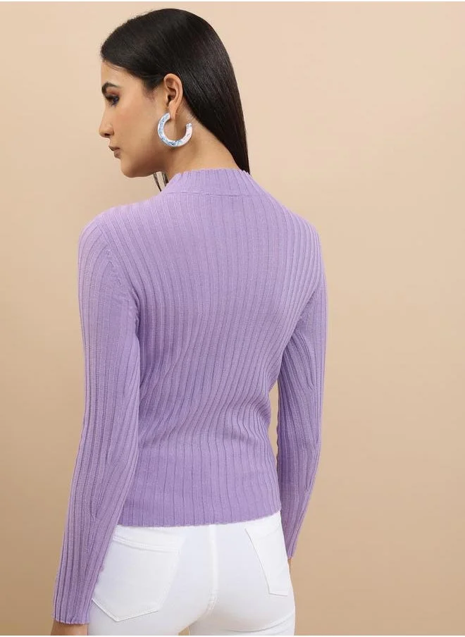 Tokyo Talkies Tokyo Talkies Ribbed Knit High Neck Sweater