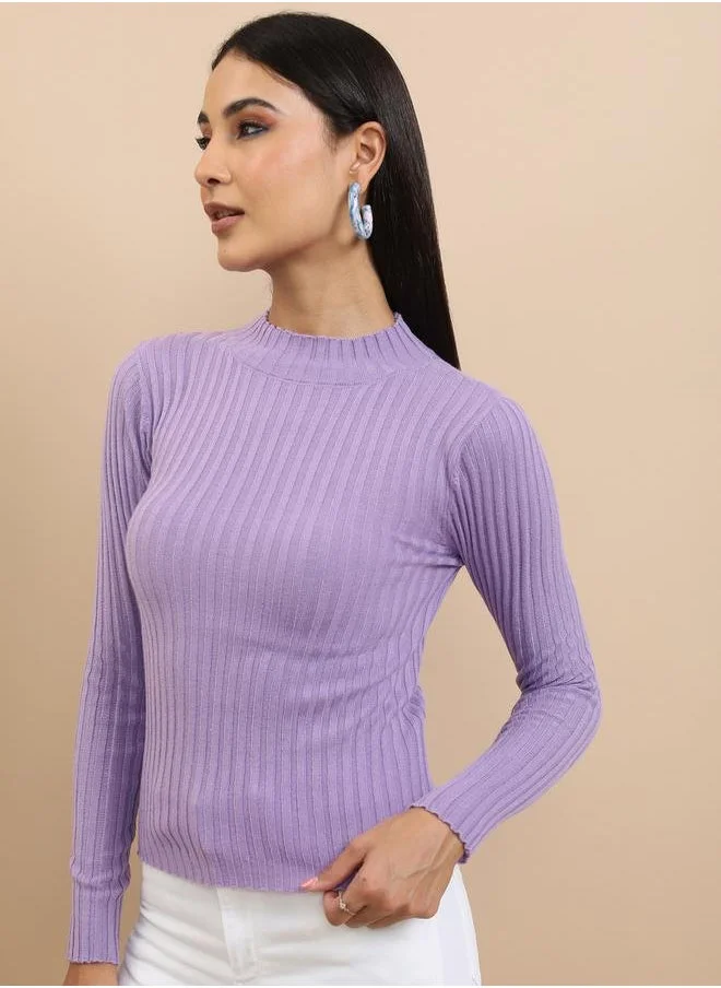 Tokyo Talkies Tokyo Talkies Ribbed Knit High Neck Sweater
