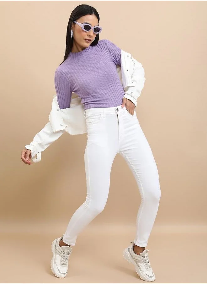 Tokyo Talkies Tokyo Talkies Ribbed Knit High Neck Sweater