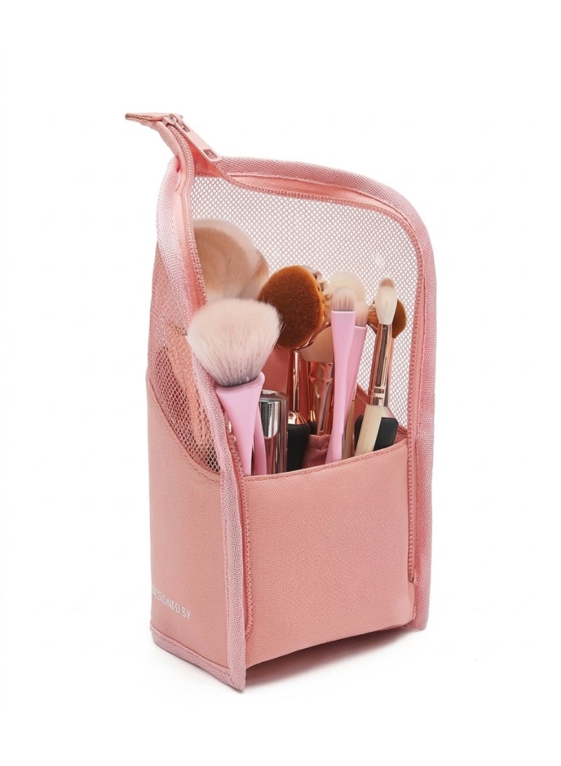 Stand-Up Makeup Brush Storage Organizer Bag, Waterproof Dust Free Travel Makeup Brush Holder