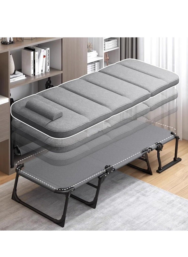 WALALLA 6-Gear Folding Patio Lounge Chairs, Reclining Lounge Chair with Removable Mattress for Indoor and Outdoor, for Poolside, Beach, Lawn, Patio, Camping, Light Gray - Image 3