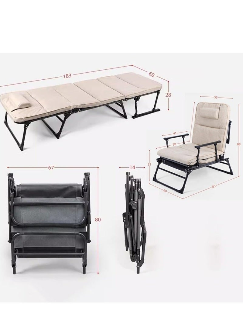 WALALLA 6-Gear Folding Patio Lounge Chairs, Reclining Lounge Chair with Removable Mattress for Indoor and Outdoor, for Poolside, Beach, Lawn, Patio, Camping, Light Gray - Image 2