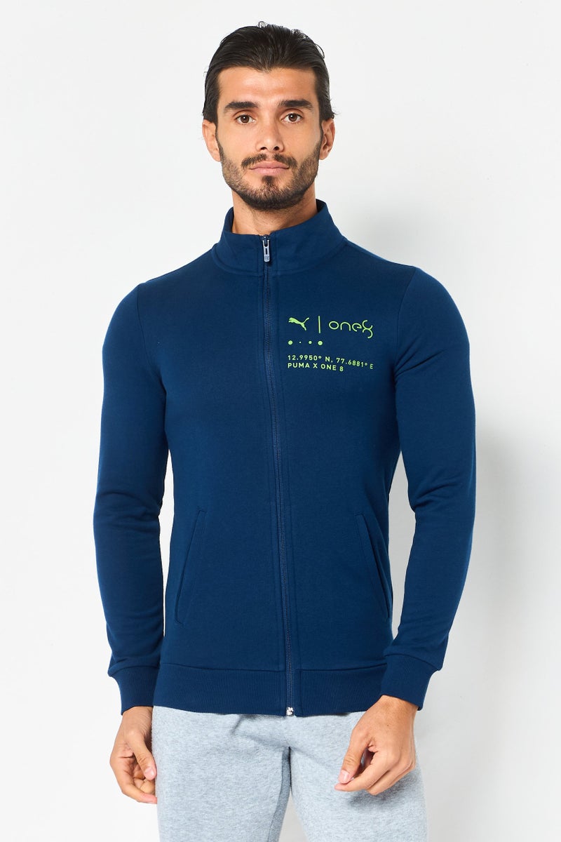 PUMA جاكيت خارجي بأكمام طويلة بتصميم نحيف للرجال من بومة x One8، أزرق Navy - Image 1