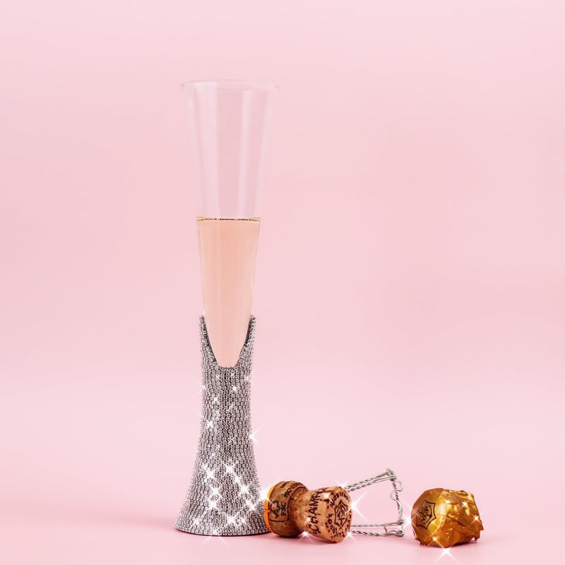 TISHAA Bling Rhinestone Champagne Glasses Set  Elegant Crystal Glass with Artificial Diamonds  150ml Capacity Perfect for Weddings Anniversaries Christmas Single Champagne Glass - Image 5