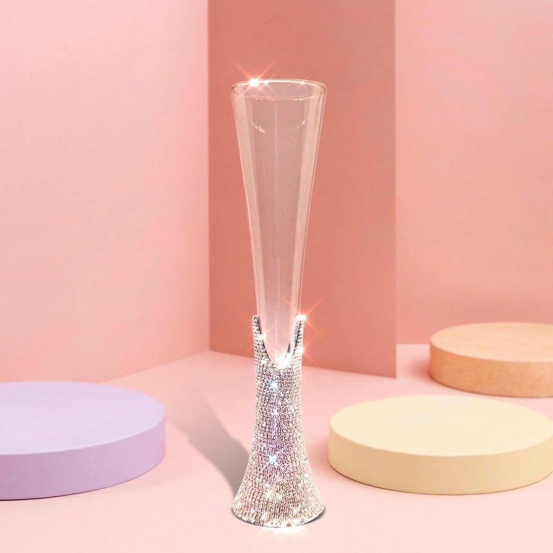 TISHAA Bling Rhinestone Champagne Glasses Set  Elegant Crystal Glass with Artificial Diamonds  150ml Capacity Perfect for Weddings Anniversaries Christmas Single Champagne Glass - Image 1