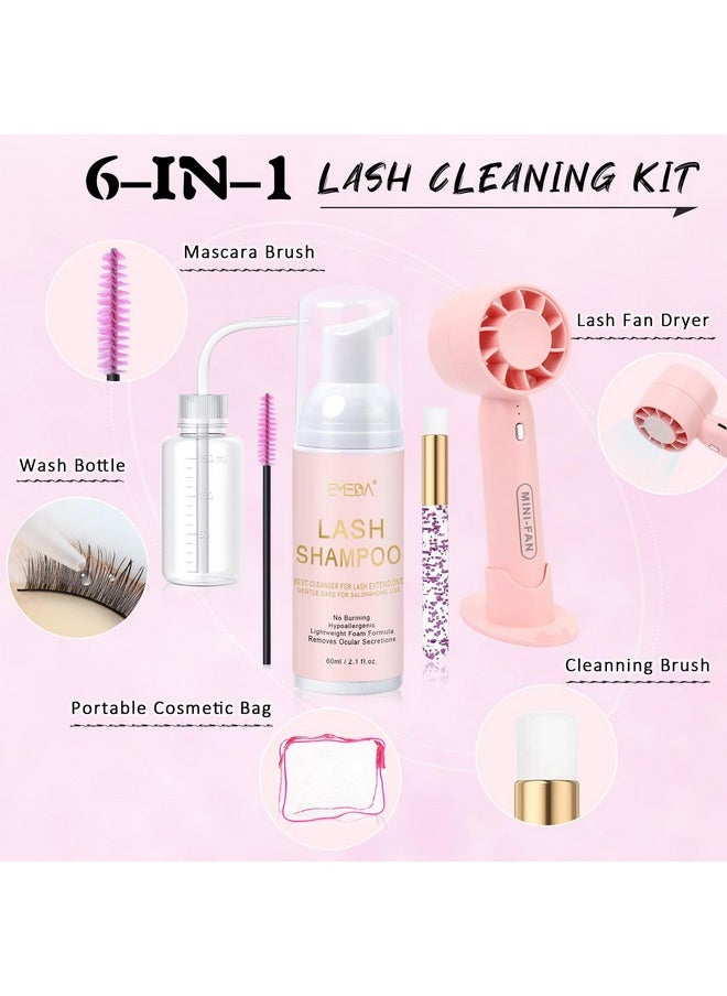 EMEDA Lash Shampoo Kit 2.02 fl oz Lash Cleaning Kit with Rechargeable Fan Dryer/Brush/Rinse Bottle, Oil-free Cleanser Wash for Extensions & Clusters & Natural Lashes, Cleaner for Eyelash Care - pzsku/Z692E99F239AACEFDE1C6Z/45/_/1741329830/804a0b42-924f-4182-bdd5-26c3b9408911