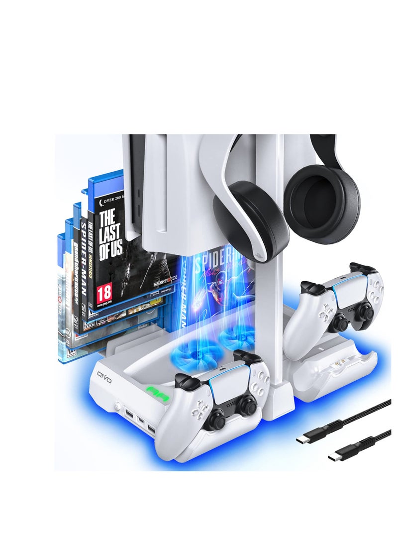 Oivo PS5 Console Cooling Station Stand with Controller Charger