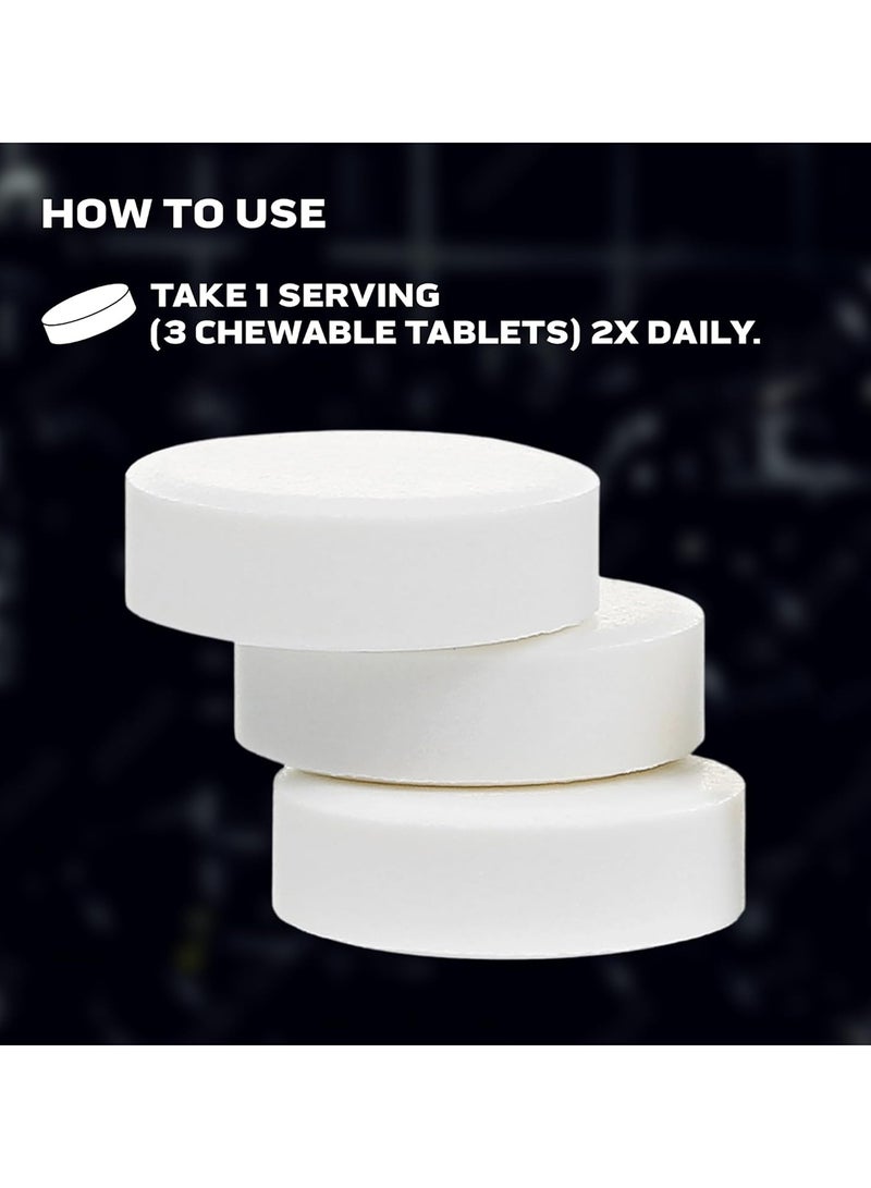 ماسل تيك مضغوطات الكرياتين - 4X أكثر من العضلات النحيفة - 3G كرياتين مونوهيدرات. نكهات الحمضيات الطبيعية والصناعية، مكمل غذائي، 90 قرص قابل للمضغ - Image 4