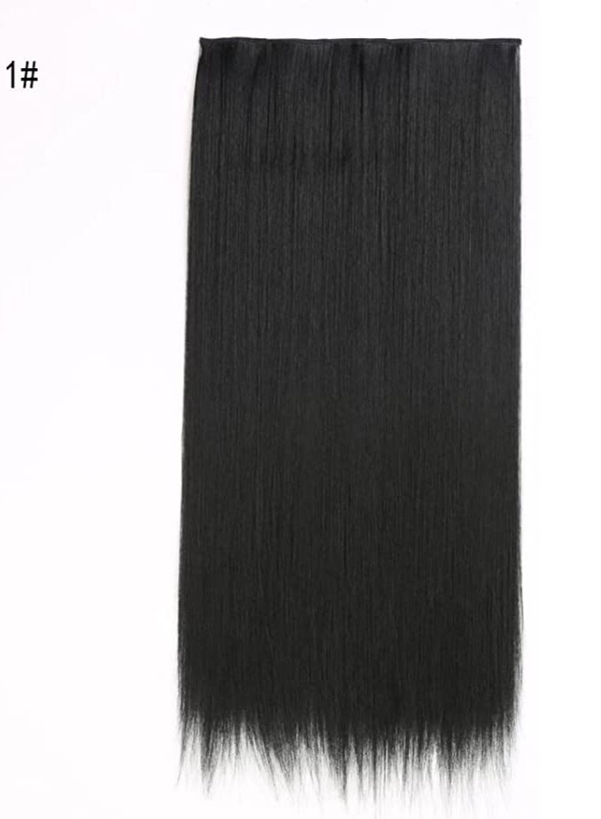 Estelle Eestelle full head one-piece long straight and Body Wave hair extension, with 5 clips, suitable for women and girls (#1, Straight) - Image 2