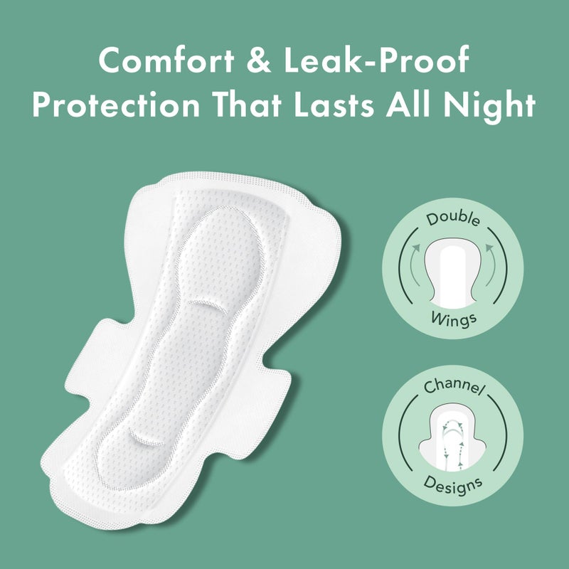 Rael Pads for Women, Organic Cotton Cover - Heavy Absorbency, Feminine Care, Ultra Thin, Sanitary Napkins with Wings, Unscented, (Overnight, Large) Bundle - Image 2