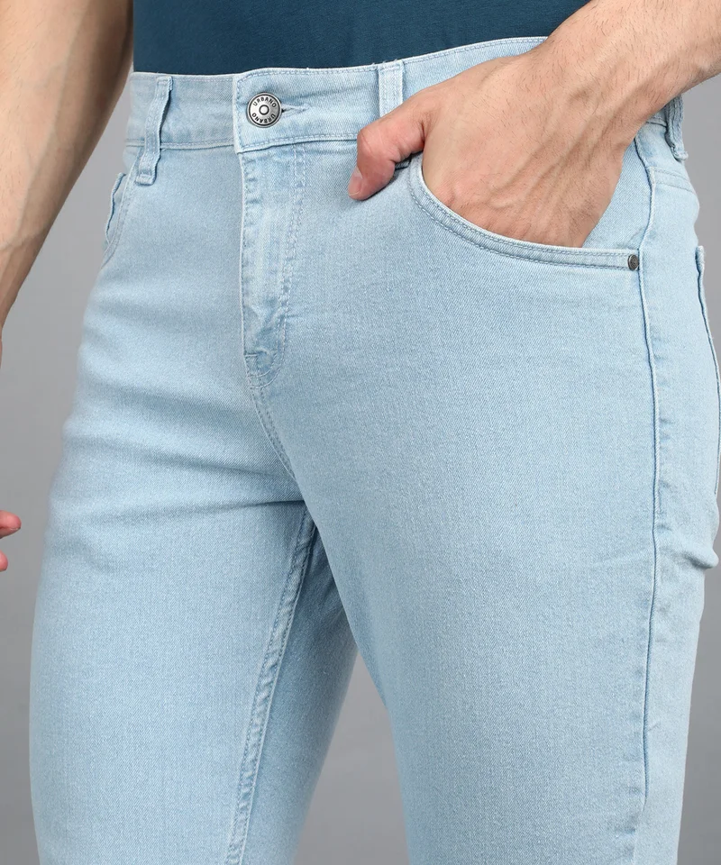 Urbano Fashion  Urbano Fashion Men's Ice Blue Regular Fit Washed Jeans Stretchable for Men | Best Price UAE