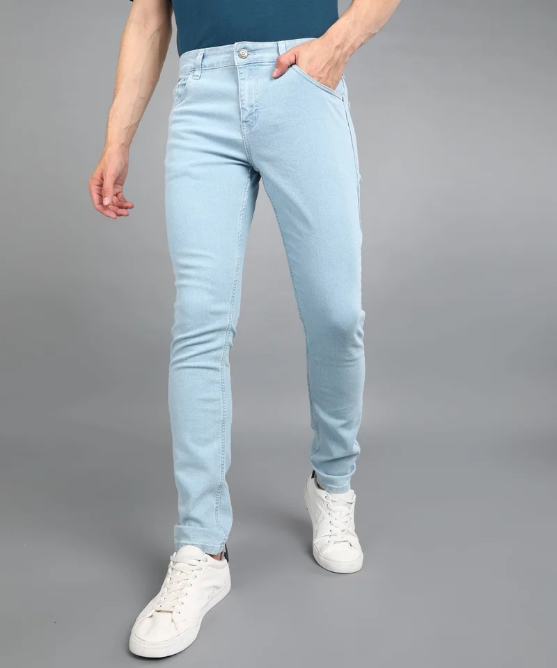 Urbano Fashion  Urbano Fashion Men's Ice Blue Regular Fit Washed Jeans Stretchable for Men | Best Price UAE