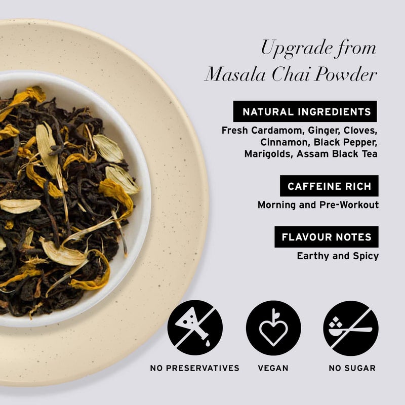 No. 3 Clive Road Masala Chai - 60+ Cups, Premium Tin, Iced/Hot, 100% Natural Spices Cardamom, Ginger, Cloves, Cinnamon, Black Pepper & Marigolds Tea Powder, 125 Gram - Image 4