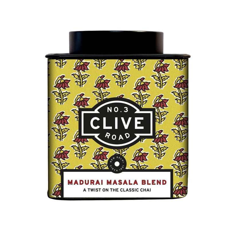 No. 3 Clive Road Masala Chai - 60+ Cups, Premium Tin, Iced/Hot, 100% Natural Spices Cardamom, Ginger, Cloves, Cinnamon, Black Pepper & Marigolds Tea Powder, 125 Gram - Image 1