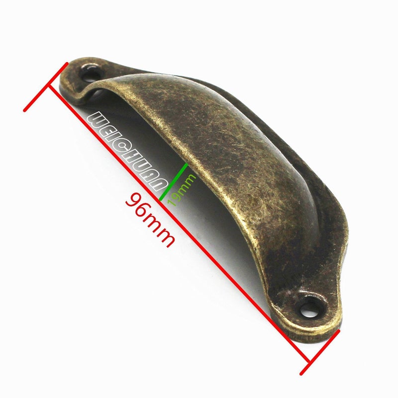 WEICHUAN 20PCS Antique Bronze Iron Drawer Knobs Pulls Handles - Vintage Kitchen Cabinets Furniture Wardrobe Medicine Pull Handle (Length: 96mm Width: 30mm) - Image 3