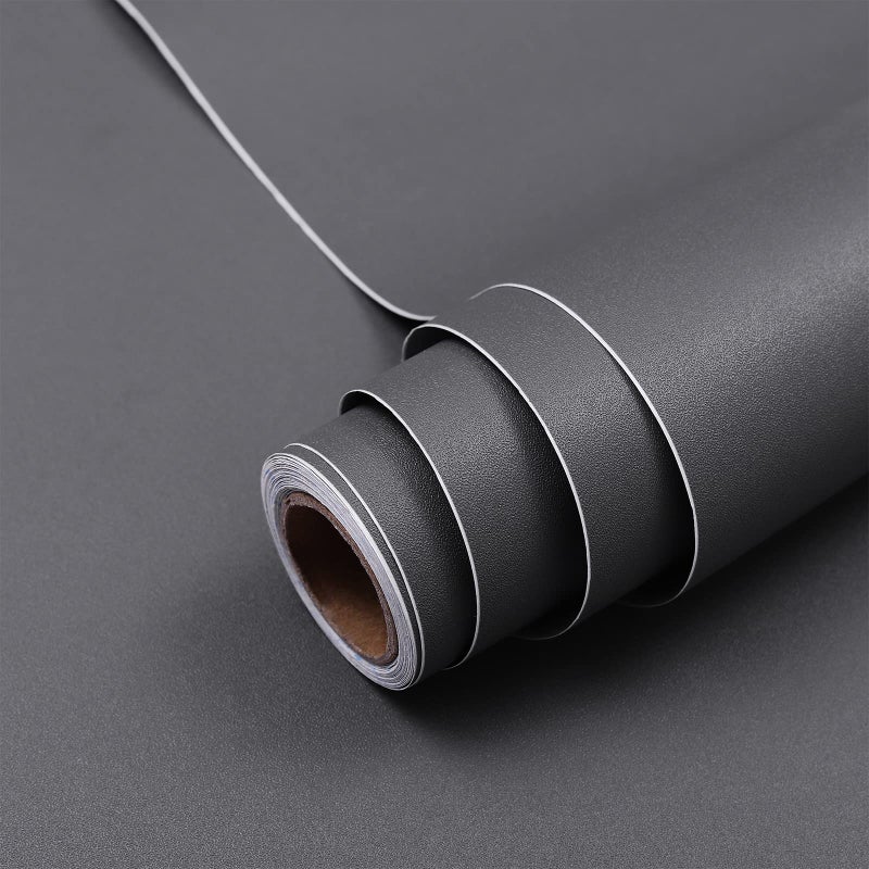 Hode Dark Grey Sticky Back Plastic, Vinyl Wrap Film Roll for Furniture 60X300cm, Self Adhesive Wallpaper Covering Paper for Wall Shelf Kitchen Cupboard (Matt) - Image 1