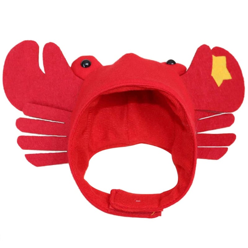 Dzrige Halloween Pet Crab Hat Red Plush Crab Hat Funny Cat Pup Small Pet Hat Halloween Crab Headwear for Halloween Masquerade Dress Up Cosplay - Image 1