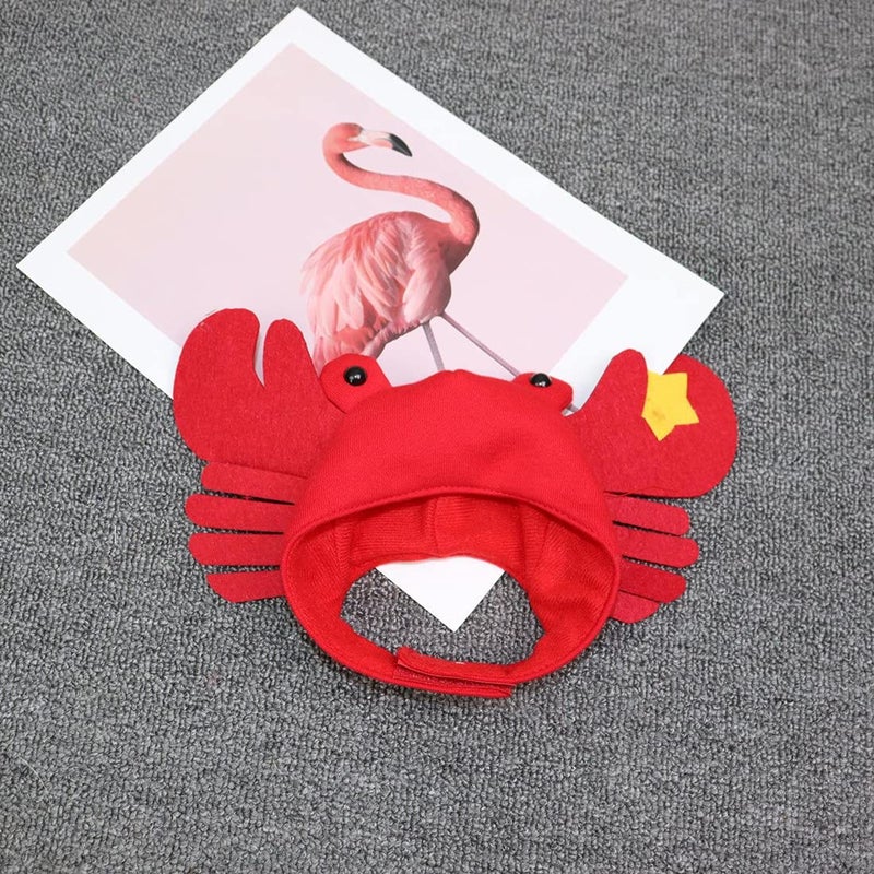 Dzrige Halloween Pet Crab Hat Red Plush Crab Hat Funny Cat Pup Small Pet Hat Halloween Crab Headwear for Halloween Masquerade Dress Up Cosplay - Image 3
