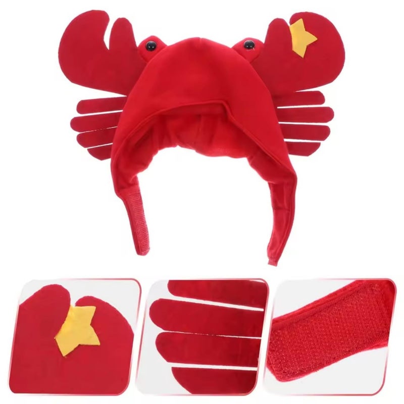 Dzrige Halloween Pet Crab Hat Red Plush Crab Hat Funny Cat Pup Small Pet Hat Halloween Crab Headwear for Halloween Masquerade Dress Up Cosplay - Image 2