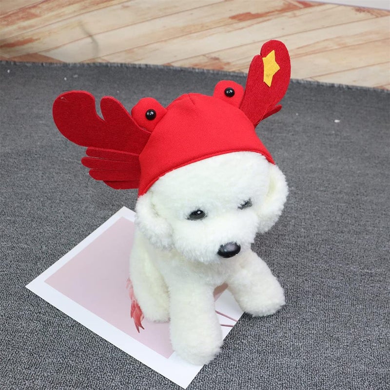 Dzrige Halloween Pet Crab Hat Red Plush Crab Hat Funny Cat Pup Small Pet Hat Halloween Crab Headwear for Halloween Masquerade Dress Up Cosplay - Image 4