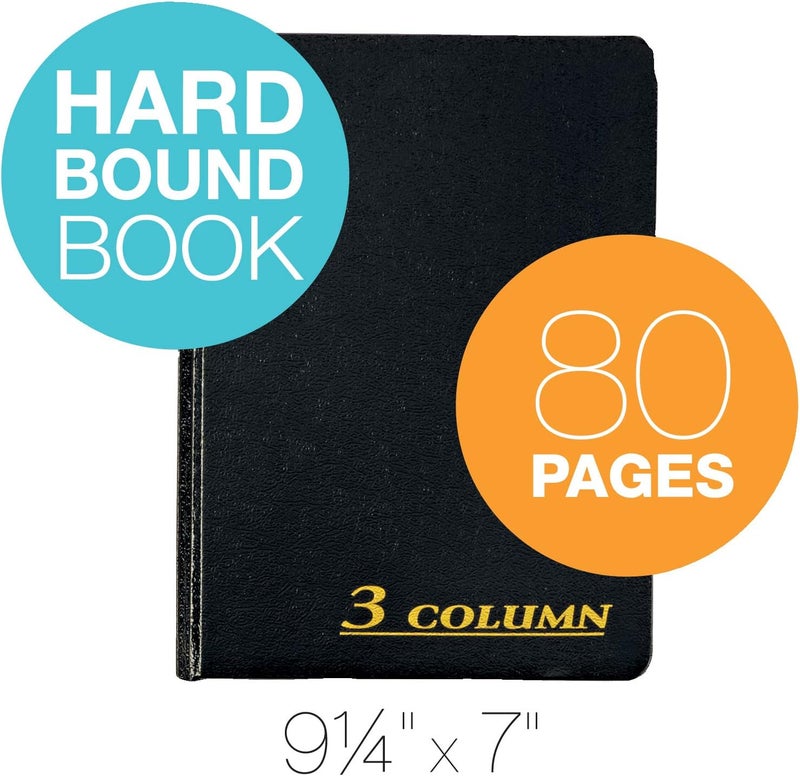 ADAMS Account Book, 7 x 9.25 Inches, Black, 3-Columns, 80 Pages (ARB8003M) - Image 2